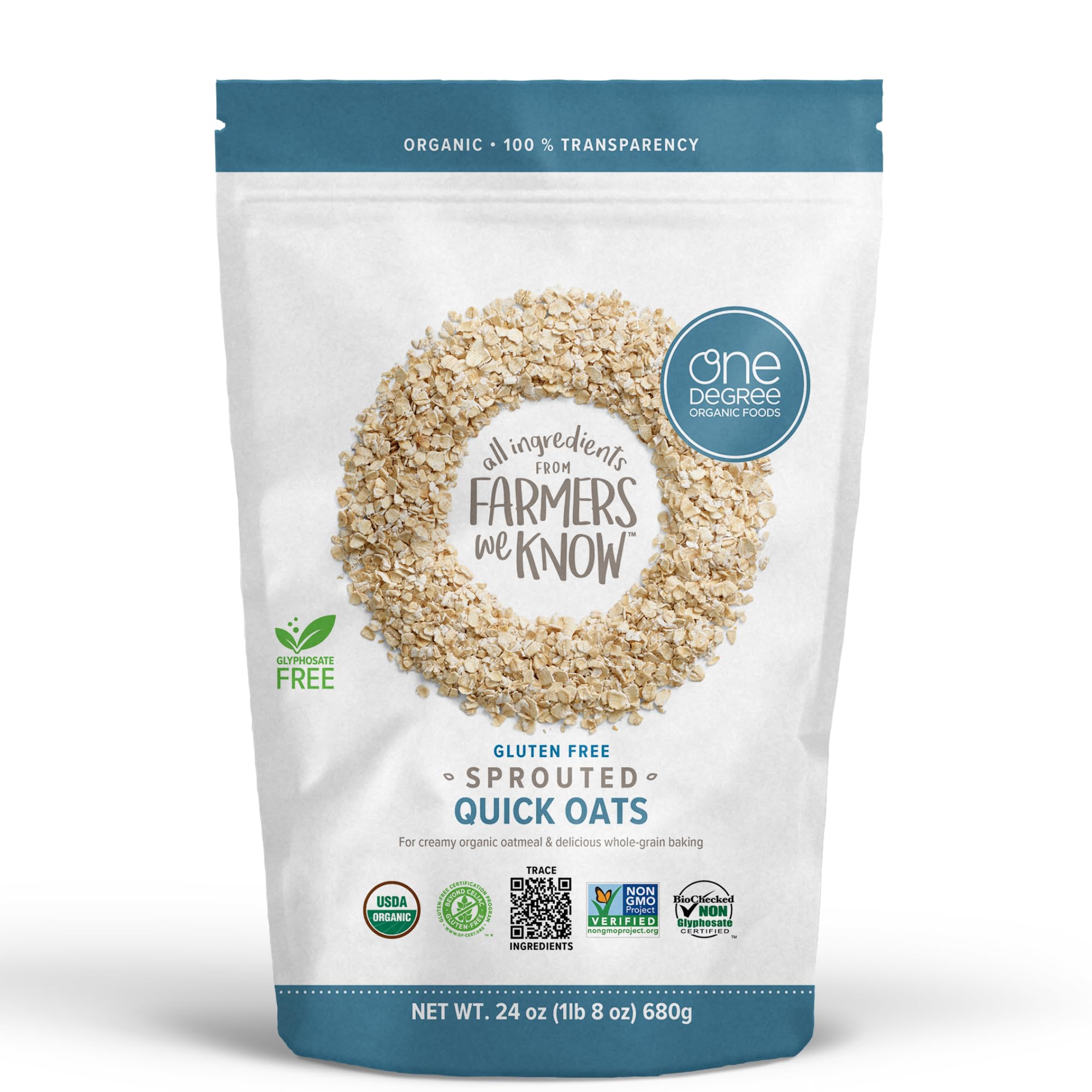 One Degree Organics Sprouted Quick Oats 24oz