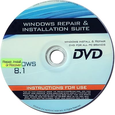 Recovery, Repair & Re-install disc compatible with Win 8.1 32/64 bit