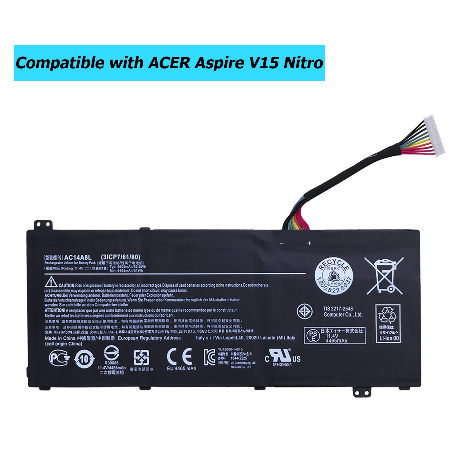 AC14A8L akumulator zastępczy kompatybilny z ACER Aspire V15 Nitro VN7-571 VN7-571G VN7-591 VN7-591G VN7-572G V17 Nitro VN7-791G Series Laptop 3ICP7/61/80 z zestawem narzędzi