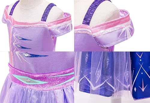 Miniatura 6 de Dressy Daisy Disfraz de princesa de hielo de la reina de las nieves 2 púrpura para niñas, disfraz de Halloween con accesorios