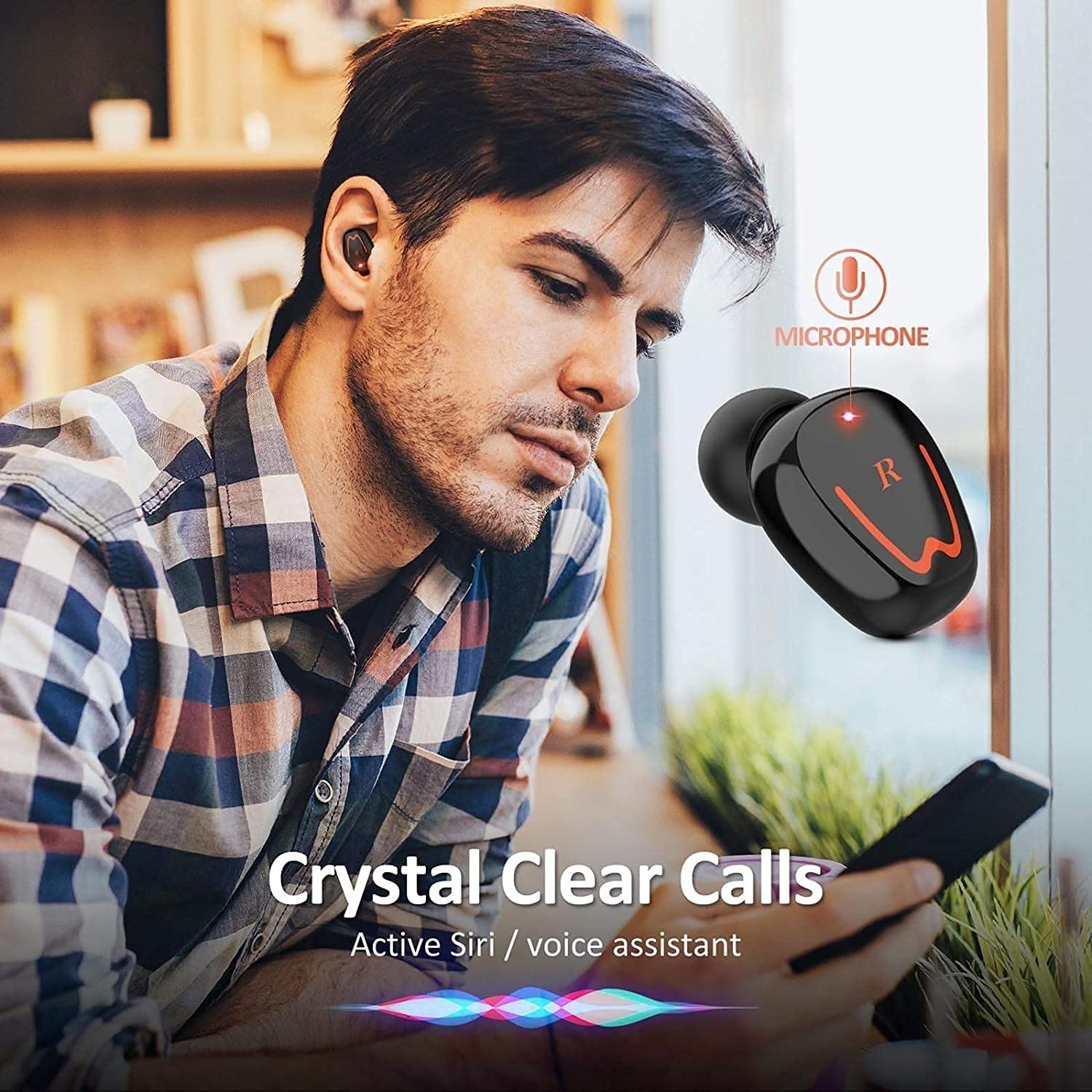 Auricolari wireless veri, auricolari Bluetooth 5.0 in-ear con custodia di ricarica, chiamate stereo facili da abbinare, microfoni integrati, resistenza al sudore IPX6 per sport, allenamento, palestra