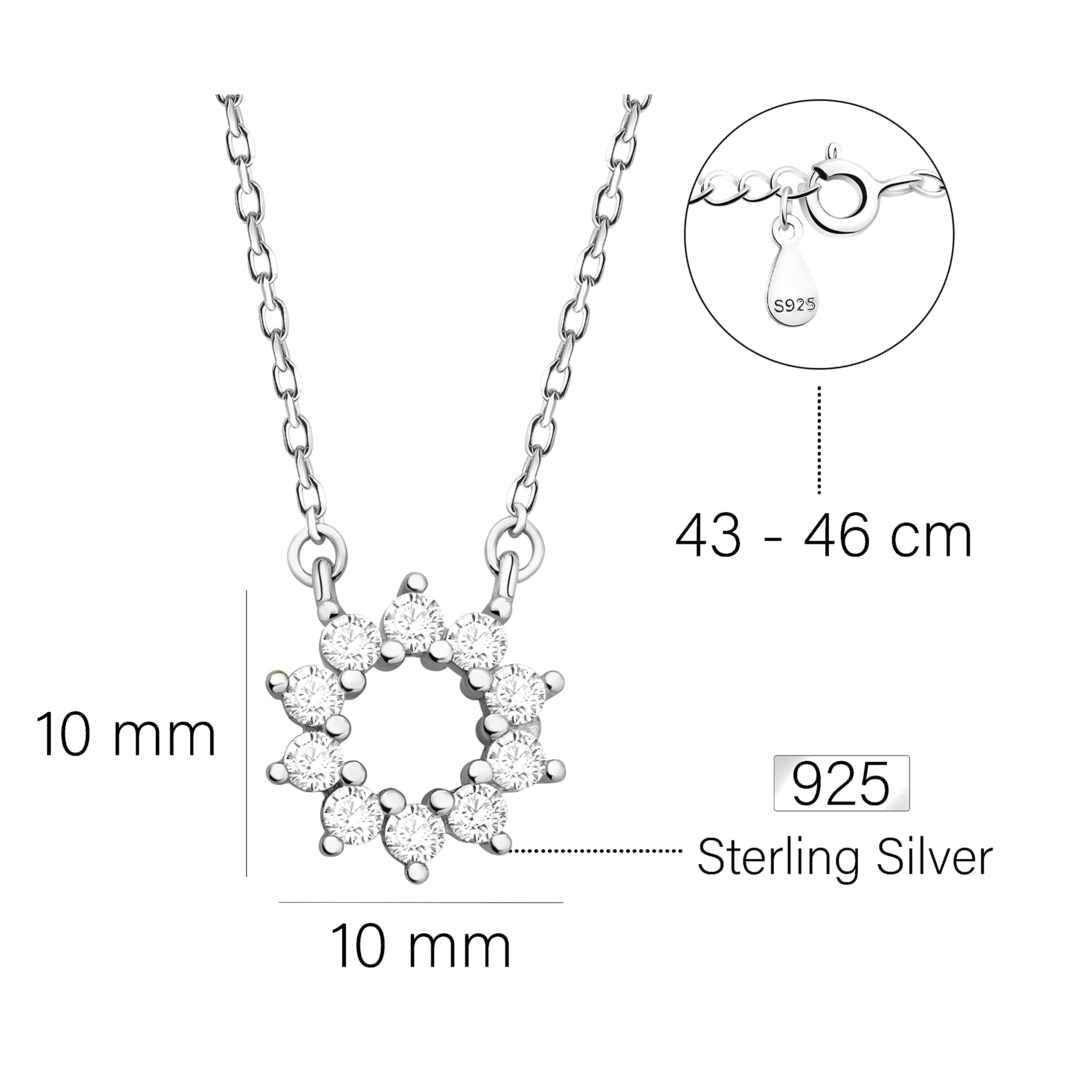 Sofia Milani - Collar para Mujeres en Plata de Ley 925 - con Circonita - Colgante de Estrella Sol