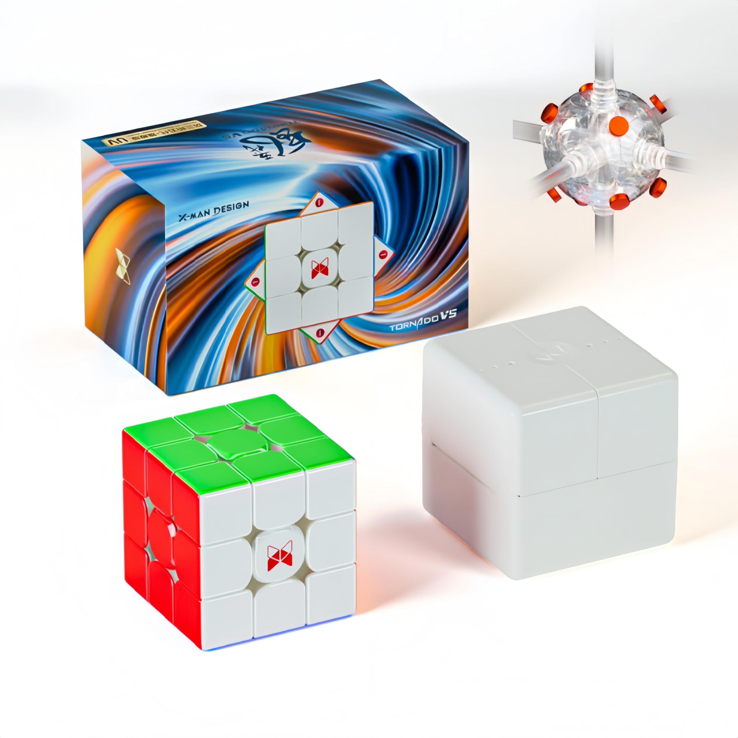 AcePitCub QY Toys Tornado V5 M UV Coating Flagship Speed Cube 3x3 Magnetic Stickerless 8 Core Magnet Version