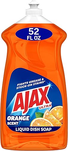 Ajax Jabón ultra líquido para platos con aroma a naranja, triple acción, sin desorden, tapa fácil de volver, botella de 52 onzas líquidas