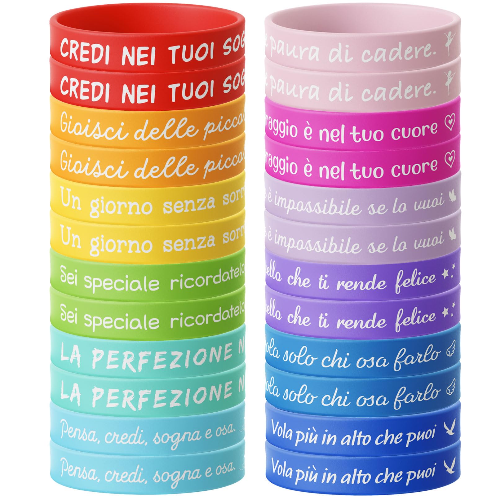 Yuecda Braccialetti motivazionali in silicone con frasi ispiratrici, regali motivazionali per adolescenti, studenti, colleghi (40 pezzi di testo spagnolo