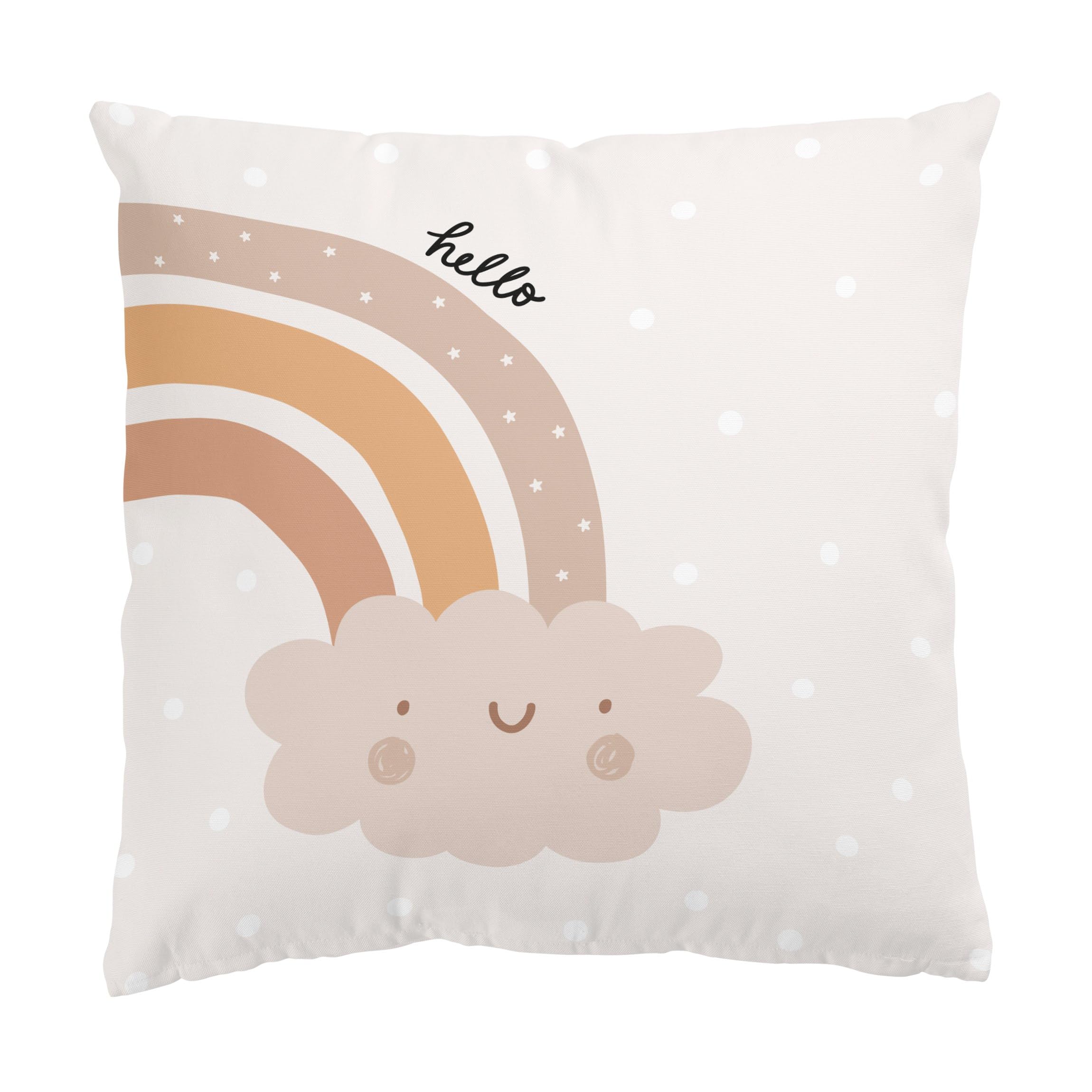 Deko Kissenhülle draußen/Outdoor waschbar Sprüche ohne Füllung Zierkissen - Made in Germany - Regenbogen Bezug beige Sofakissen Illustration Outdoor Sofa Bett 1161