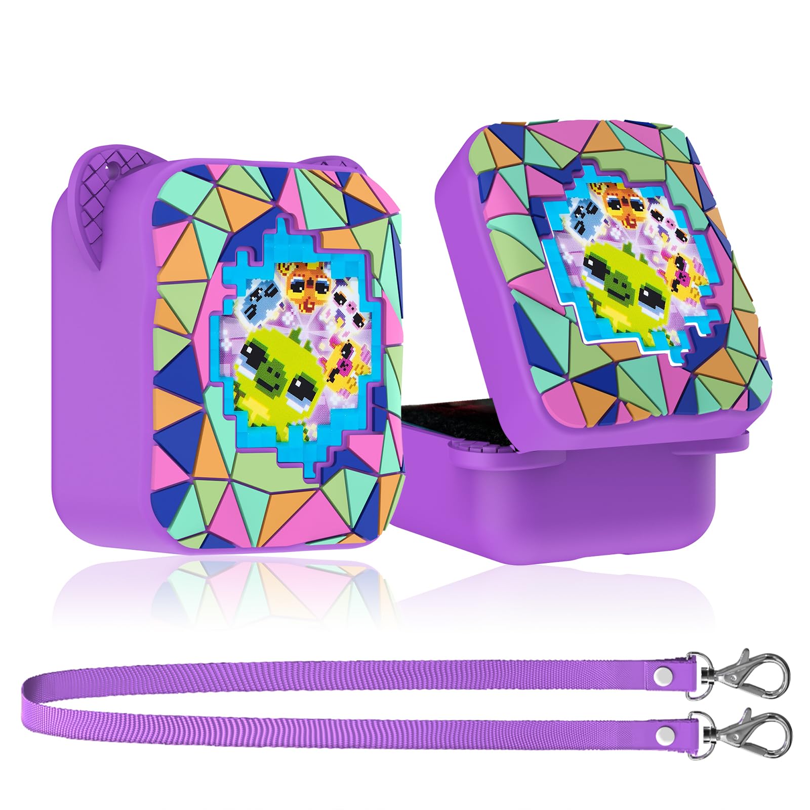 Schutzhülle für Bitzee Magicals Digital Pet, MOWYEOK rutschfeste und Kratzfeste Silikon Schutzhülle für Digitale elektronische Haustierhülle von Bitzee Magicals, Mit Lanyard (Lila)