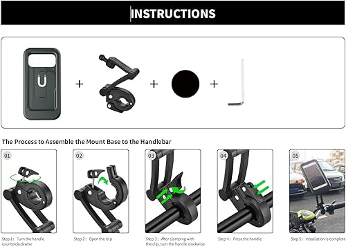 Vista 3 de Soporte impermeable giratorio 360° para teléfono de bicicleta y motocicleta, funda resistente a golpes, soporte para manillar, smartphones