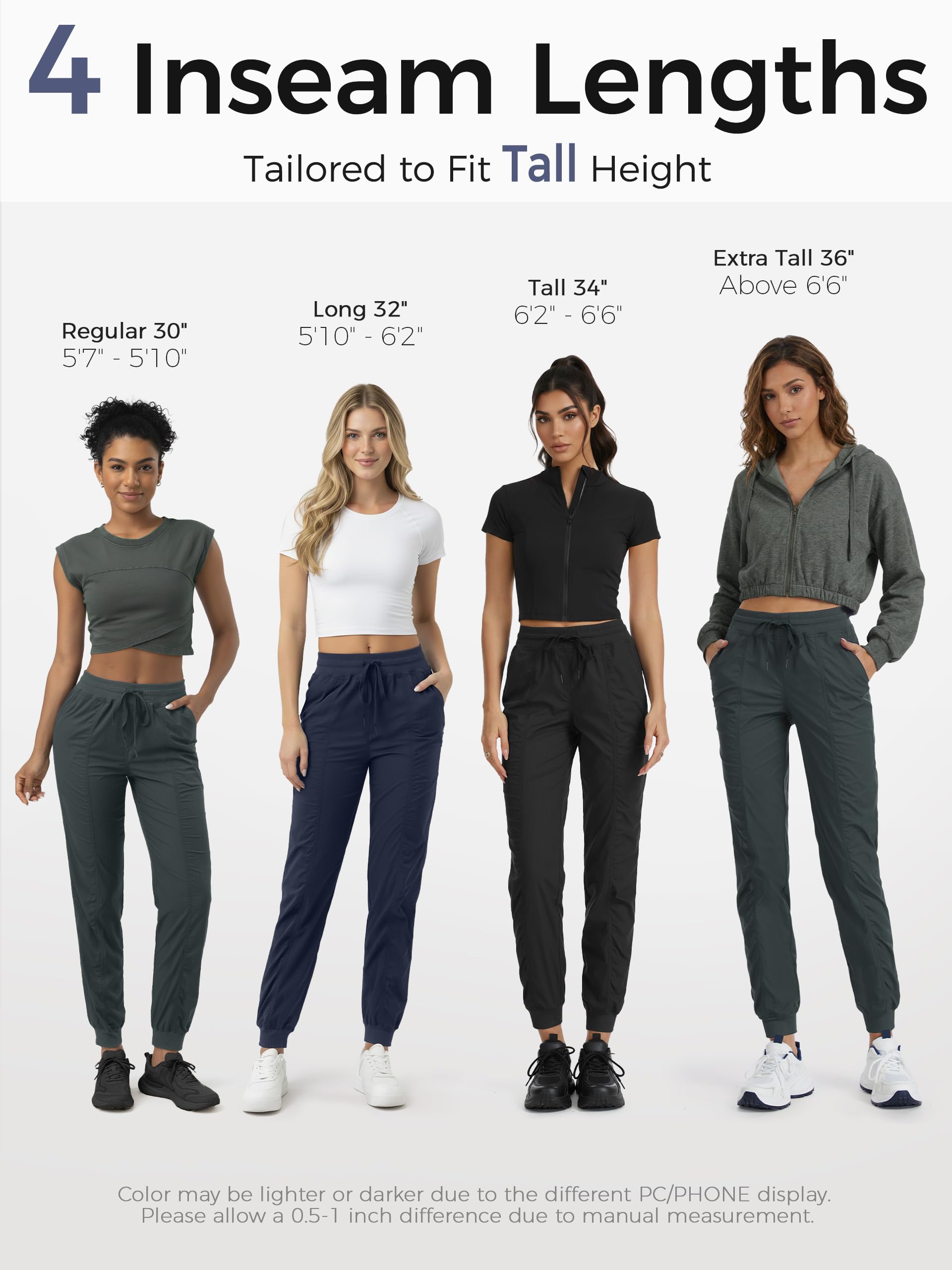 Tallemon Women's 30/32/34/36 Tall Inseam Lightweight Workout Joggers Dance Studio Track Athletic Running Casual Pants - 5