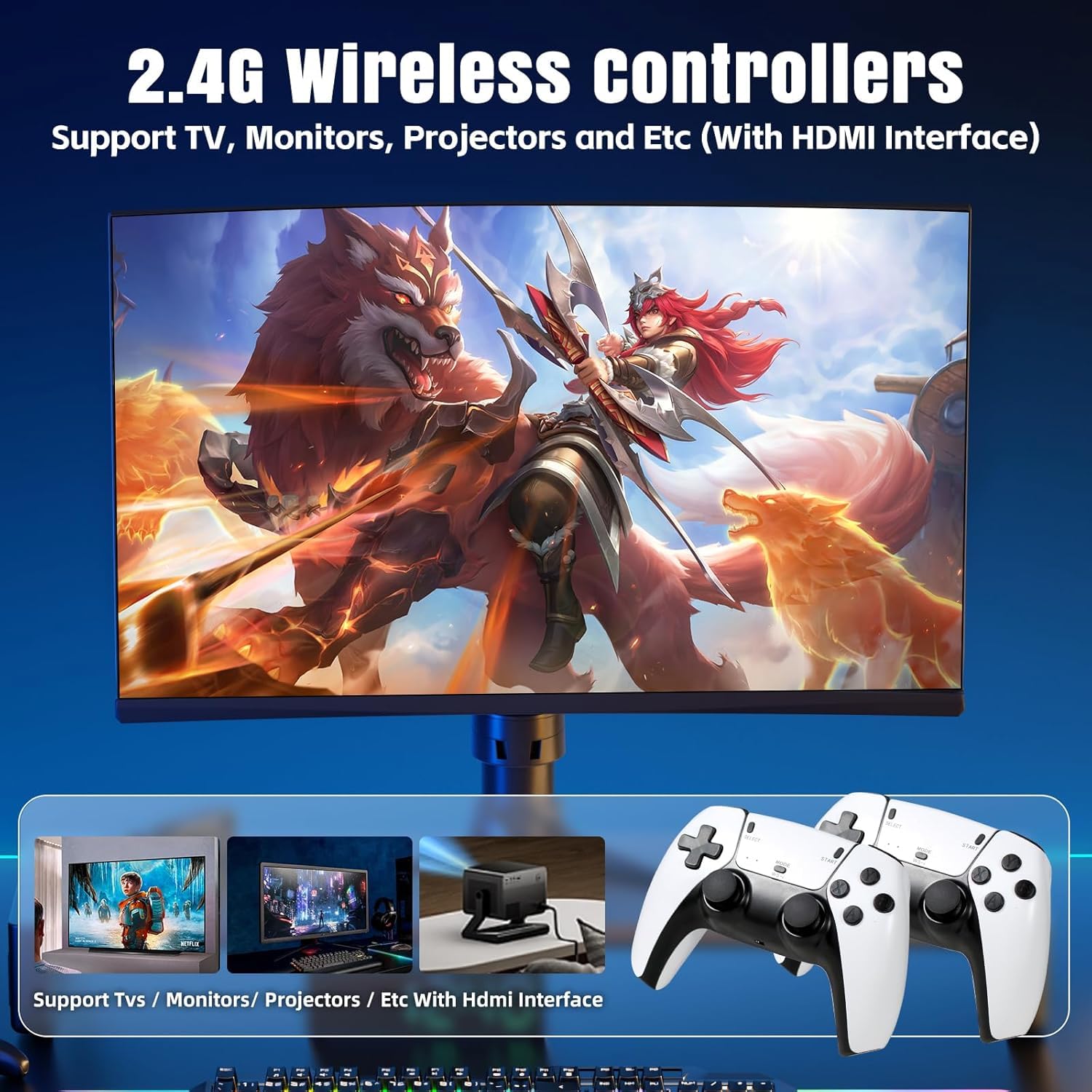 New Tv Gaming System | Plug & Play Video TV Game 4K Ultra HD Game Stick with 21,000+ Games Built-in, 9 Emulators & Wireless 2 Controllers for Kids (5 Years to 16 Years) (21,000 Video Game) 3