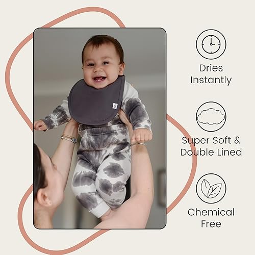 Miniatura 4 de Leya & Lior Paquete de 3 baberos para bebés de secado instantáneo de alta calidad, baberos unisex StayDri para babeo y dentición