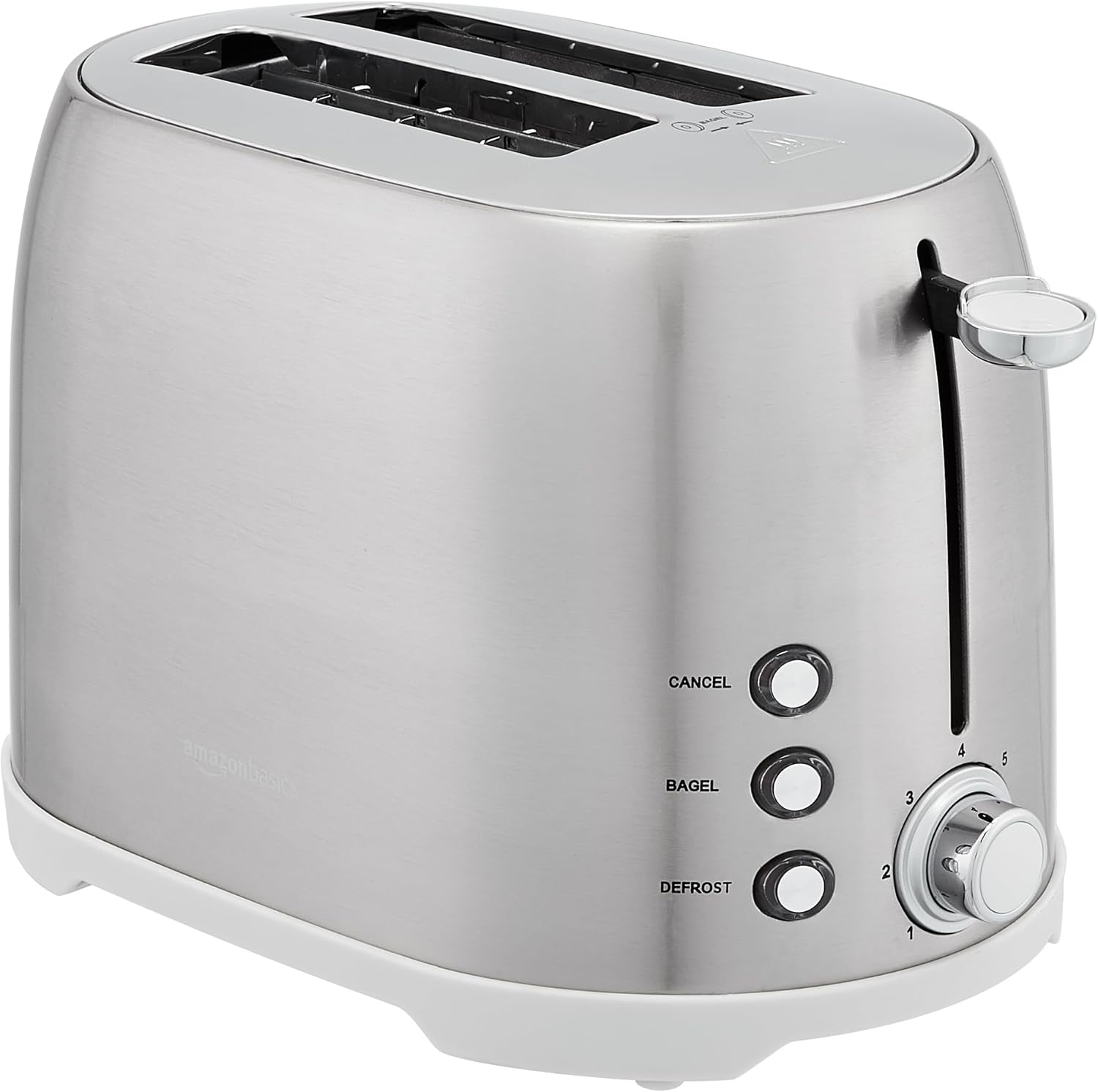 Amazon Basics 2 Slice Cool Touch Stainless Steel Toaster with 7 Browning Settings, Extra Wide Slots (for Bagels, Waffles, Specialty Breads), Removable Crumb Tray, Cancel Button, 800W, Brushed Silver Brushed Silver 2 Slice Toaster
