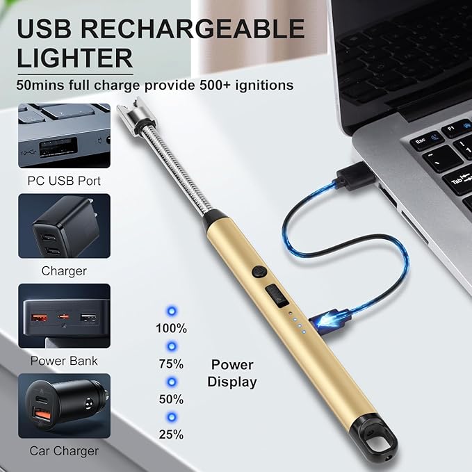 Encendedor Eléctrico Recargable 2 Pack Cuello Flexible 360° miniatura 4
