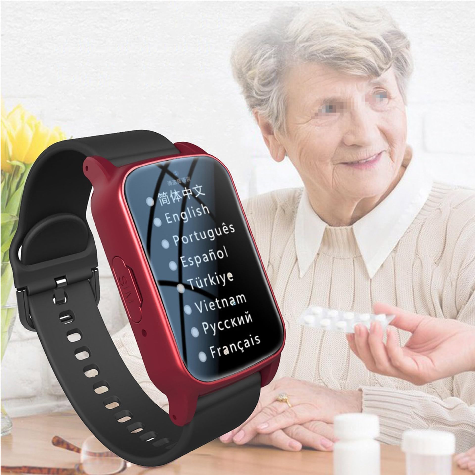 Inteligentny Zegarek Dla Seniorów Z Połączeniem Wideo HD, Wykrywaniem Upadku, GPS Wodoodporne Urządzenia Ostrzegające O Upadku IP67 Dla Mężczyzn/kobiet(Black)
