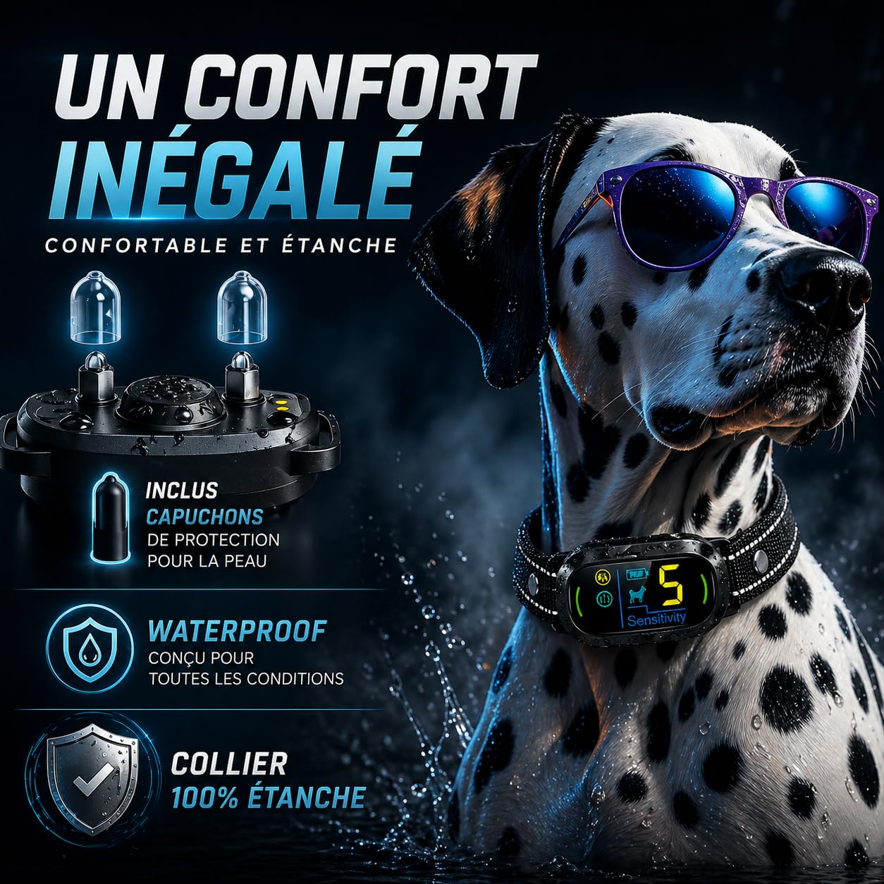 PAWPRO Collier Anti Aboiement Chien | Conforme Nouvelle Loi 2024 Bien-Être Animal | Intelligence Artificielle, Détection d’Aboiement, Écran Couleur | 3 Modes BIP, Vibration+BIP | Marque FR (Noir)