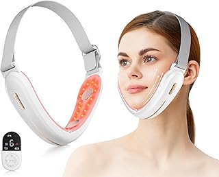 Appareil massage Visage ANLAN Appareil Anti Rides Visage, 4 Mode EMS Lifting Visage, Double Menton/Muscle Masséter, 42°C LED Rouge et Bleue, Télécommande LCD