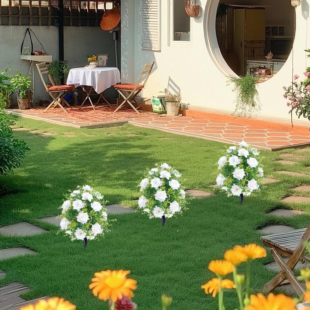 2 Sztuczny Topiary w kształcie kuli z kołkiem, sztuczny powój Topiary z bukszpanu z korepetytorami do dekoracji ganku na zewnątrz, różowo-biały