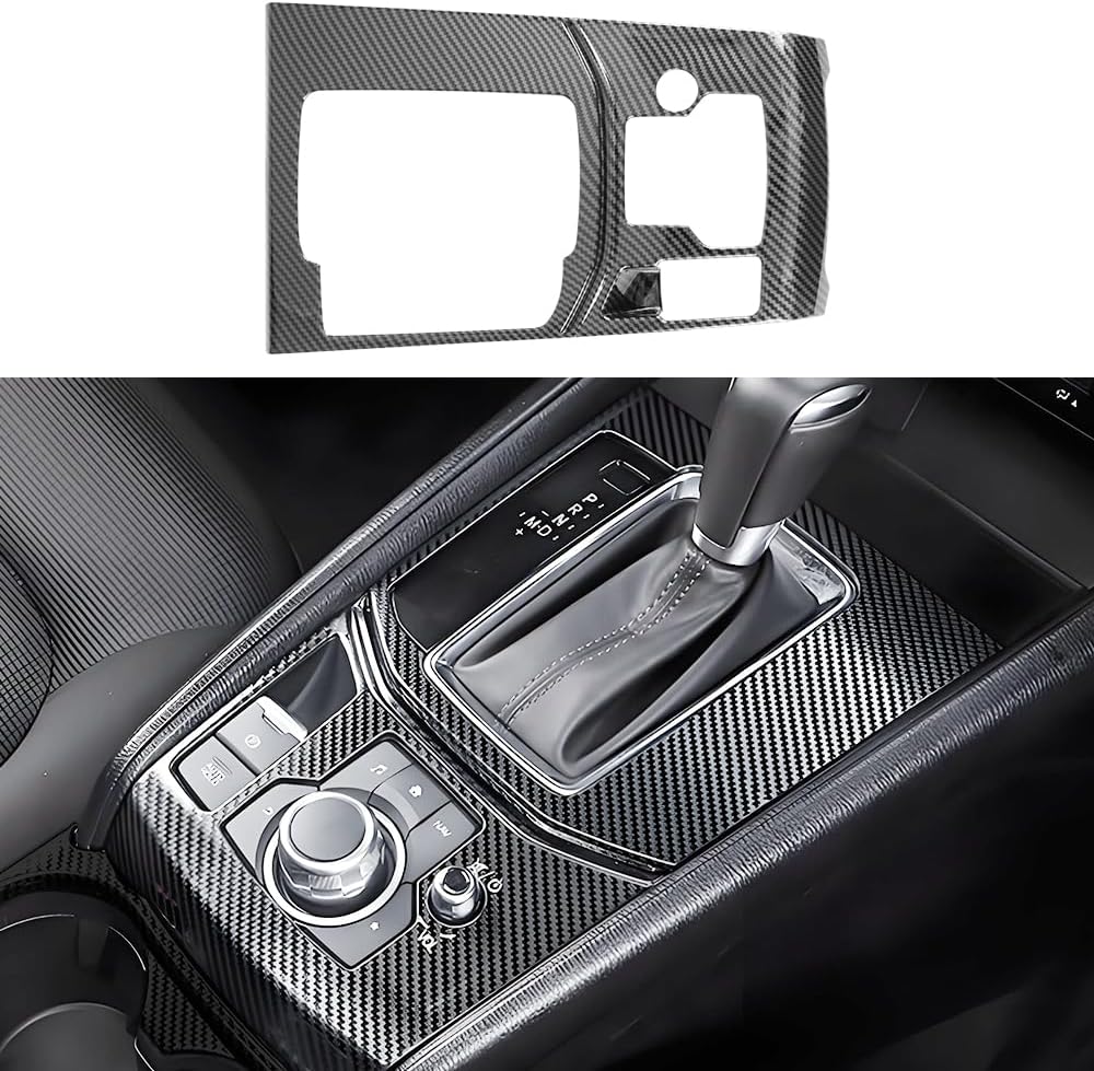 Car Center Console Gear Shift Panel Trim Cover for Mazda CX-5 CX5 2017 2018 2019 2020 2021 2022 2023 2024 2025 Auto Interior Decor Accessories Central Control Protection Frame Carbon Fiber Style Kit