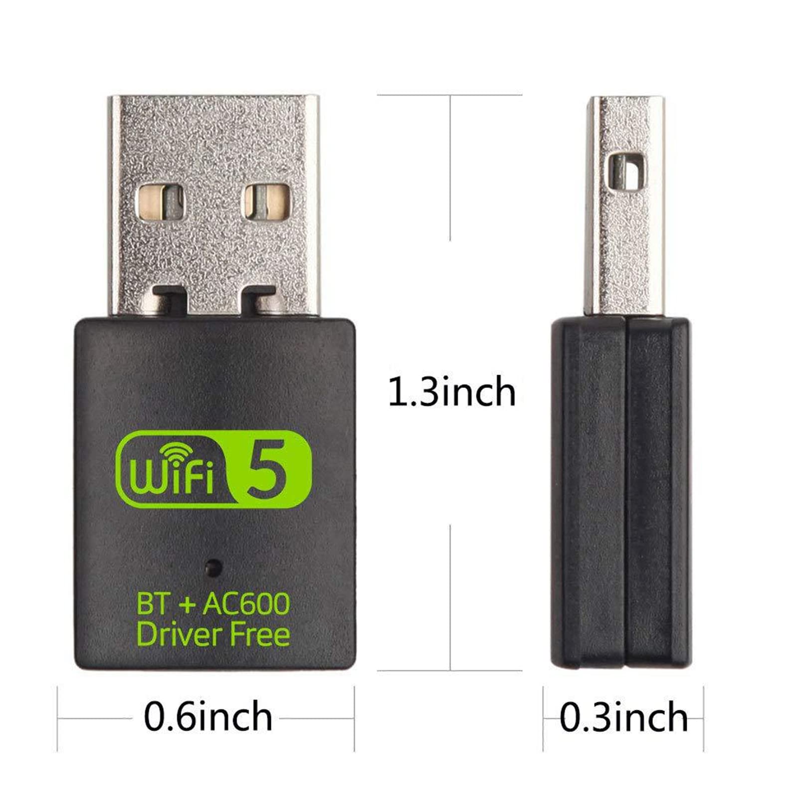 WANGCL Antena WiFi USB AC600Mbps Adapter Red WiFi Dwuzakresowy receptor 2,4G/5GHz WiFi dla komputerów PC Sobremesa