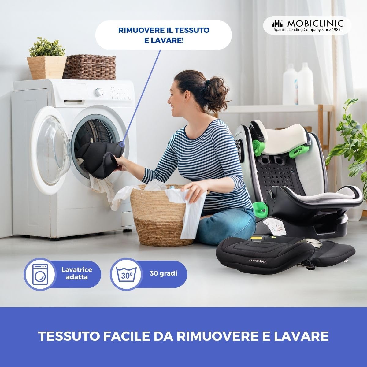 Mobiclinic® kids, Seggiolino auto, I-size, Isofix, Gruppo 2/3, 36kg, 4-12anni, Lionfix max, Evolutivo, 100-150cm, Protezione laterale, Poggiatesta regolabile, 3 posizioni reclinabili, Portabottiglie
