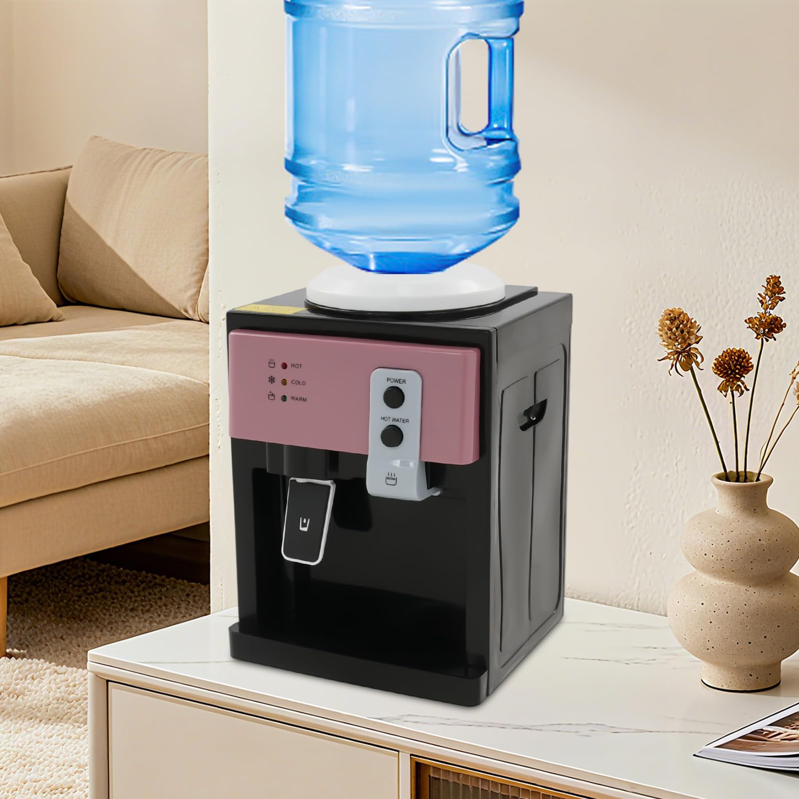 Distributore di acqua calda e fredda, 220 V, erogatore di acqua potabile elettrico con riscaldamento da 500 W e raffreddamento da 75 W, piccolo dispenser di acqua da tavolo per botti d'acqua da