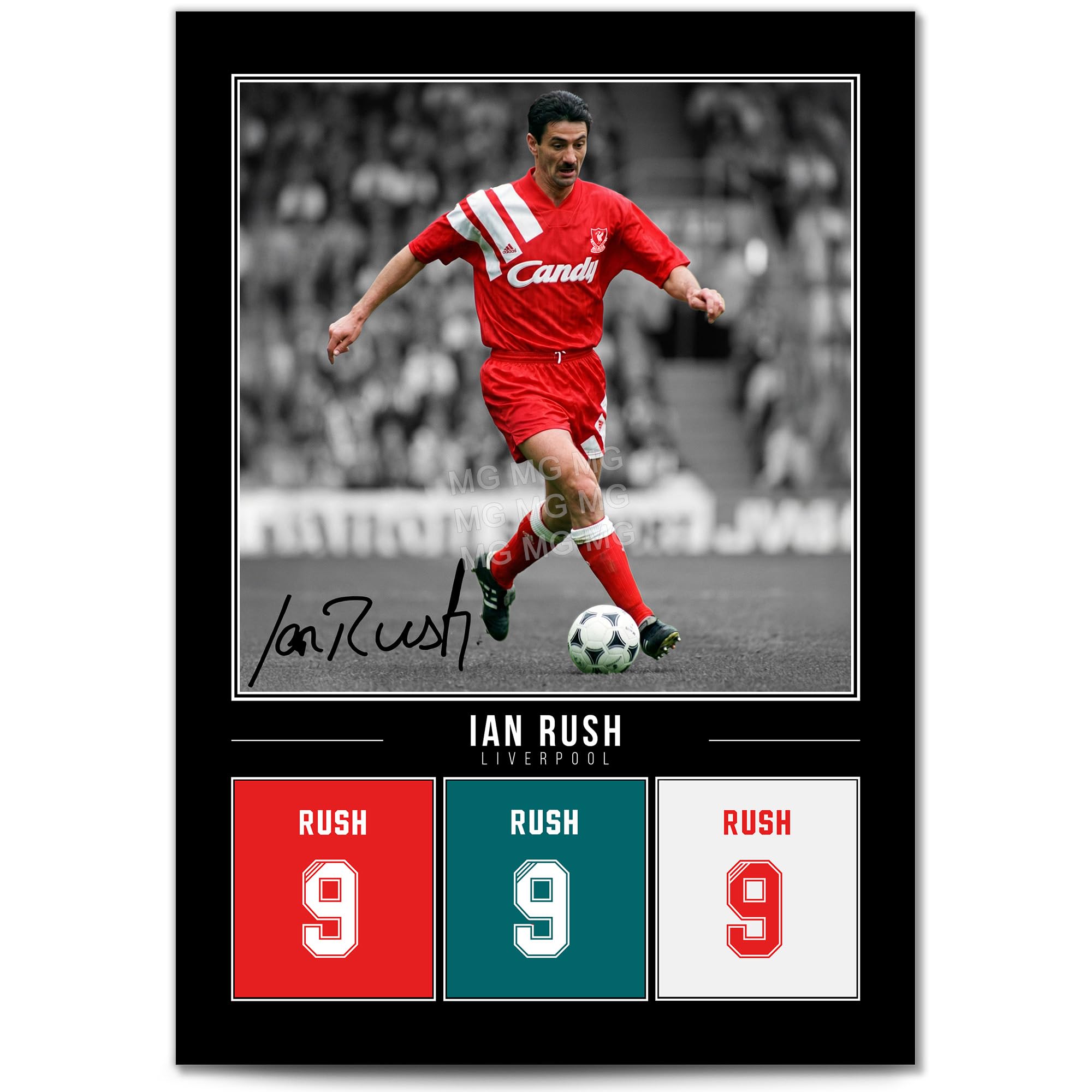 Ian Rush Liverpool Legend Signed Photo Poster A4/A3 Print Picture Display Framed Autograph Memorabilia Gift Football Fans Wales (Black A4 print unframed)