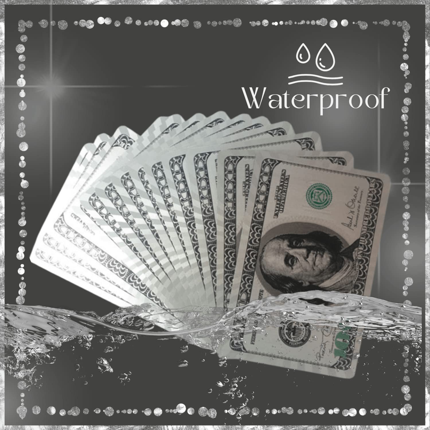 Magic Kiss Waterproof Gold and Silver Foil Poker Playing Cards, Deck of Plastic Playing Cards Gift (3 Decks/Gold + Silver + Black)