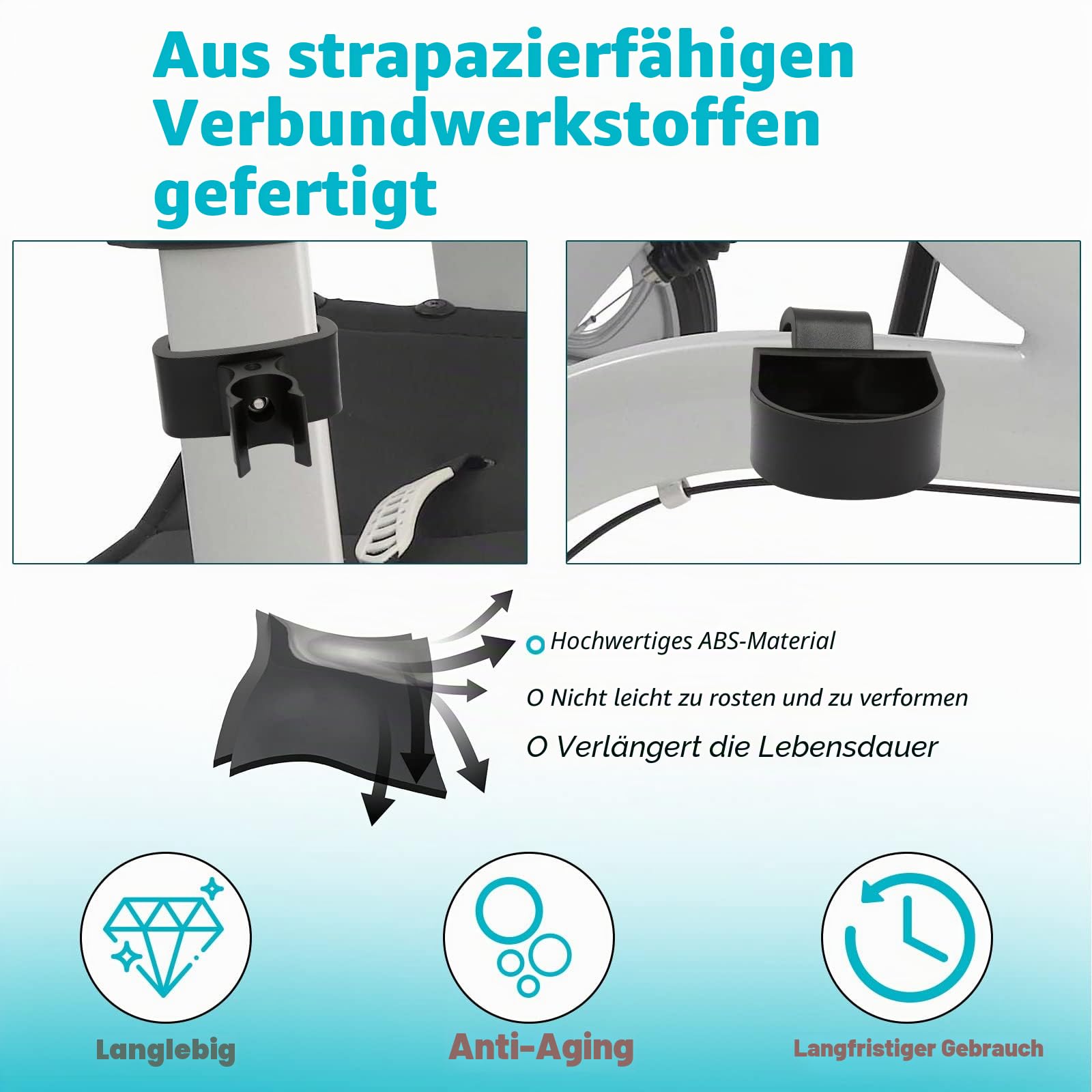 Stockhalter für Nitro-Rollatoren mit flachem Rahmen, Drive Walker Cane Holder, Verstellbare Krückenhalterung für Rollstühle, Rollatoren, Knieroller, Assistent Halterung für Stock oder Stick Benutzer,