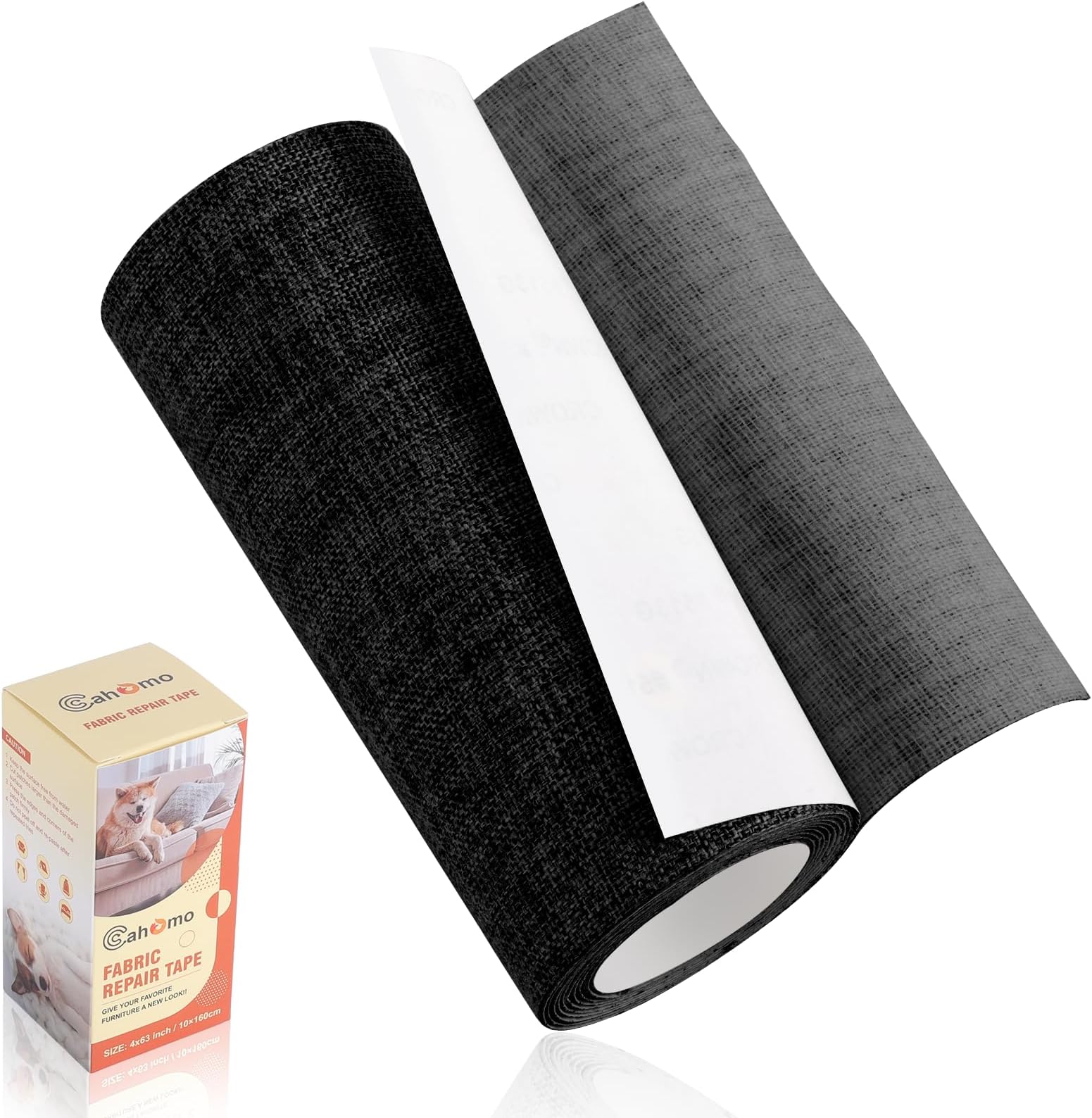 Cahomo Fabric Repair Patches, Self-Adhesive Linen Fabric Patch,10x160 cm Fabric Patches for Furniture, Canvas Fabric Patch Sofa Repair Patch Kits for Couch Various Fabrics Repair & Decorate Black