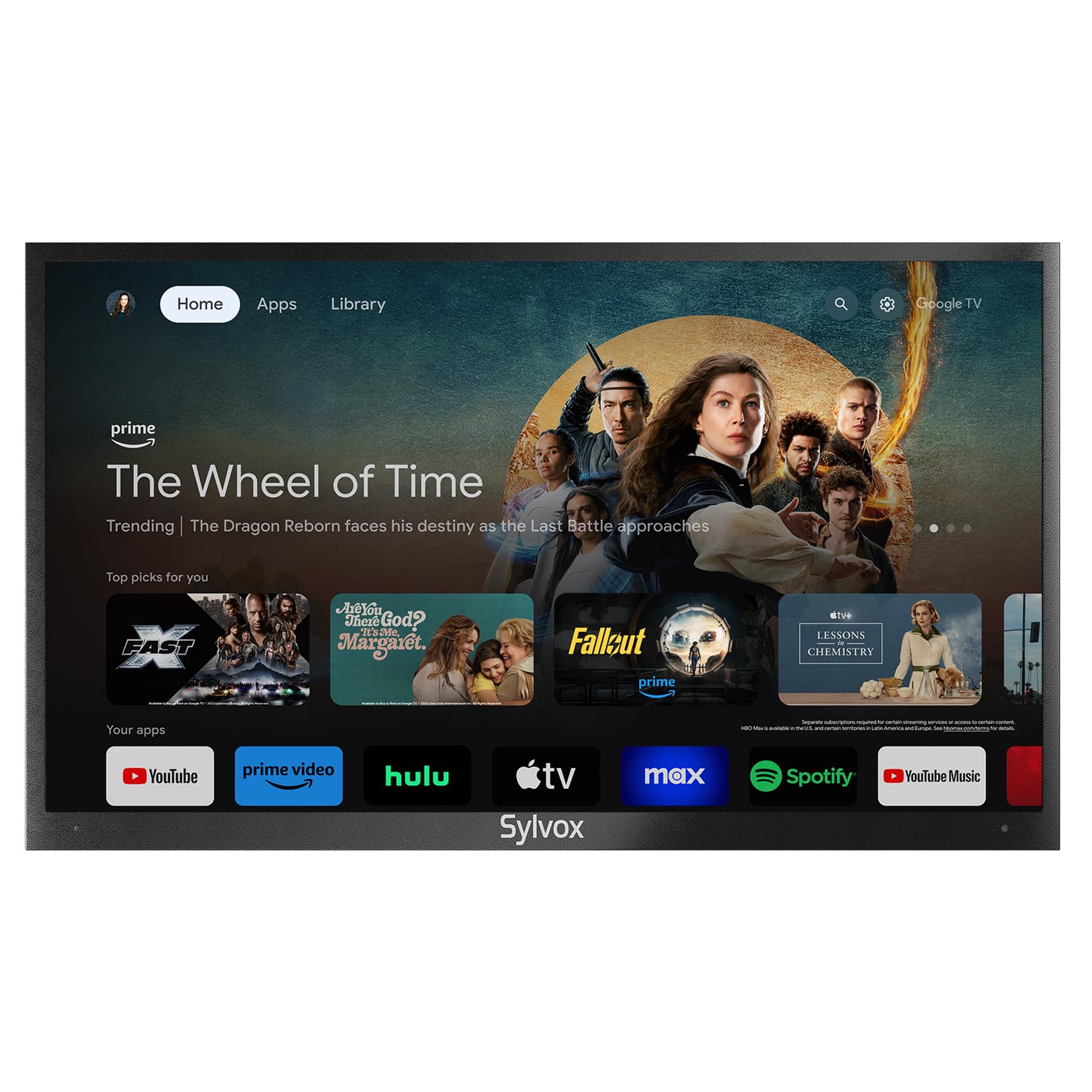 SYLVOX 75" Google TV da Esterno, QLED 4K UHD 1000Nits, IP55 Impermeabile | Outdoor TV Dolby Atmos, Tuner DVB-T2/S2/C HEVC 10, WiFi, Google Assistant, per Giardini, Terrazza (Deck Pro 2.0 QLED)