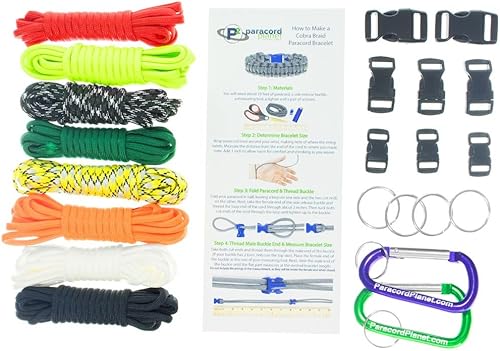 Miniatura 7 de Pulsera y kit de proyecto de paracaídas – 550 cuerdas de paracaídas, hebillas, mosquetones, llaveros