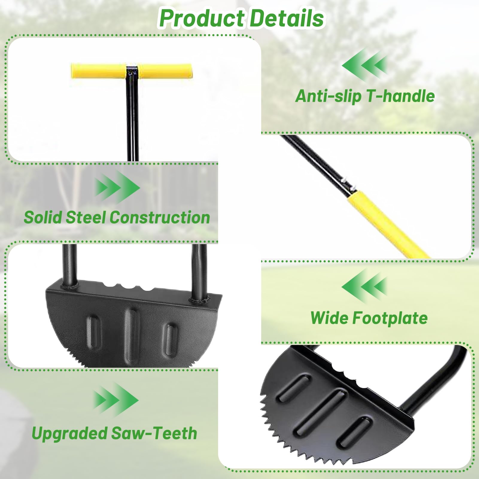 Shinybox Cortabordes Manual para Césped 107 cm con Cuchilla Media Luna, Cortabordes de Césped con 1 Par de Guantes de Jardinería, Herramienta de Jardín para Césped, Aceras