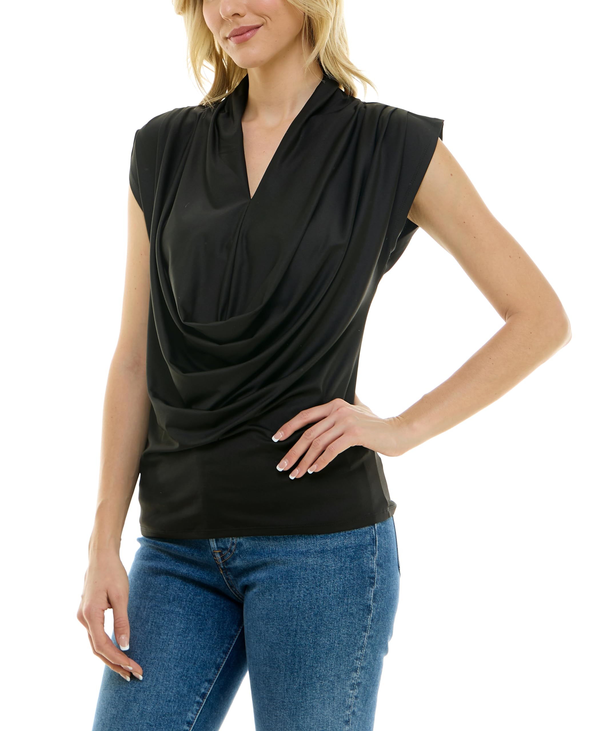 Zac & Rachel Women's Pull on Sleeveless Dty Cowlneck Knit Top