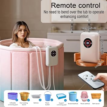 immersion heater thermostat,1200W Water Heater for Bath,Intelligent Temperature Control 30~42°C,Separate Water And Electricity Supply, with Overheat Protection And Boil-dry Protection.