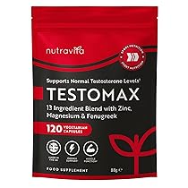 Nutravita Testosterone Booster TestoMax con Ginseng – Potente Manutenzione del Testosterone – 13 ingredienti Attivi e Vitamine tra cui Zinco, Fieno Greco, Ginseng e Magnesio – 120 Capsule