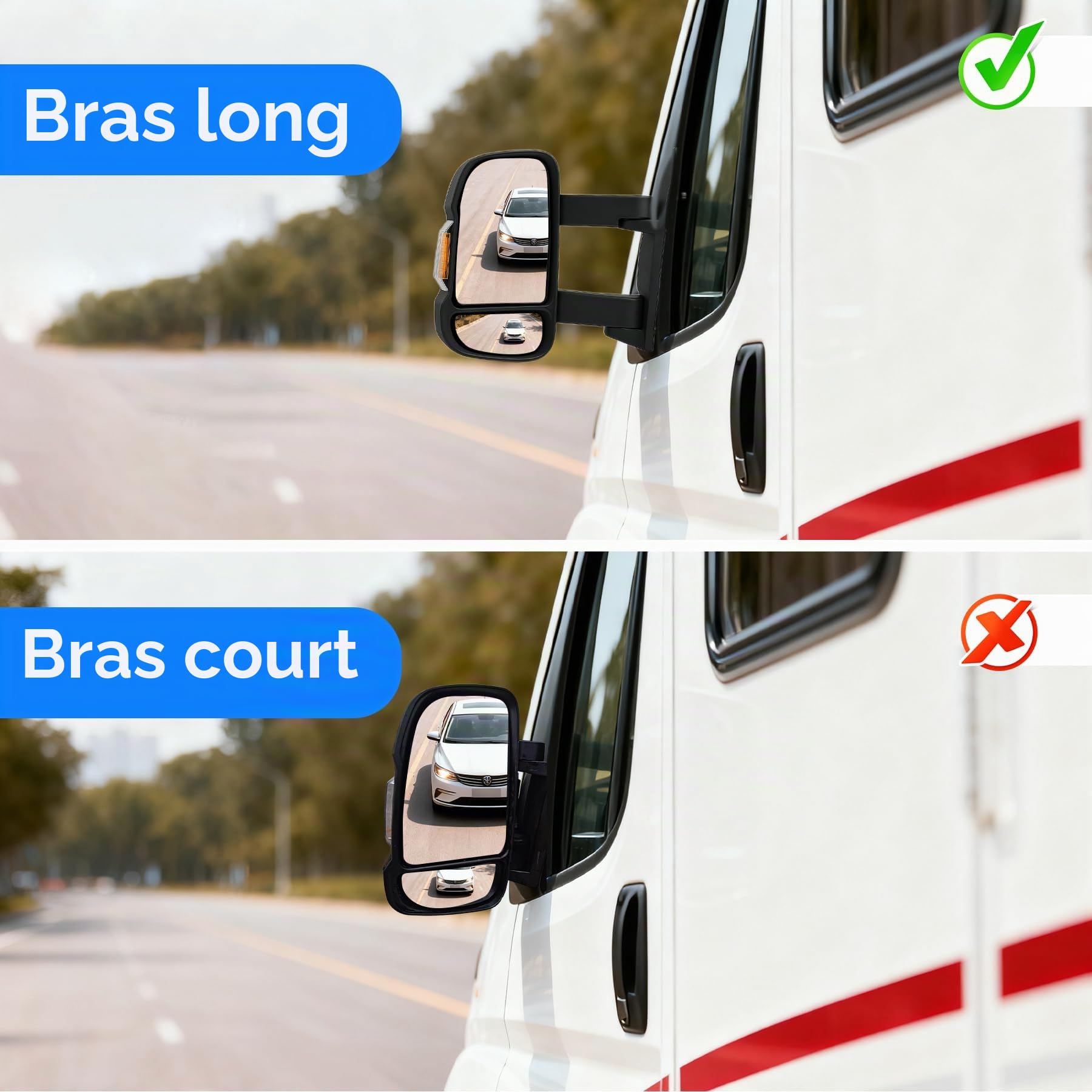 Rétroviseur Extérieur Gauche Bras Long Avec Sonde Temp.