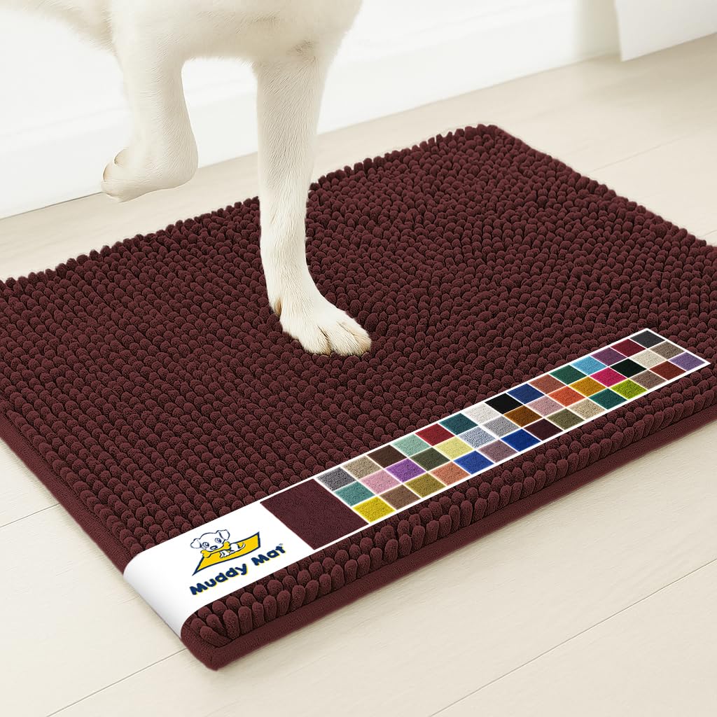 Muddy Mat® | Super Water Absorbent Door Mat Indoor, Microfiber Quick Dry Chenille Entryway Rug, Slip Resistant Front Door Mat, Indoor Mats for Entryway, Machine Washable Pet Rug, Rust 20" x 30"