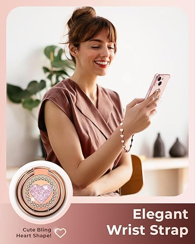 Miniatura 5 de XYZ Funda para iPhone 14 con soporte, funda para teléfono con soporte de doble anillo, funda protectora de lujo para mujeres y niñas, corazón para