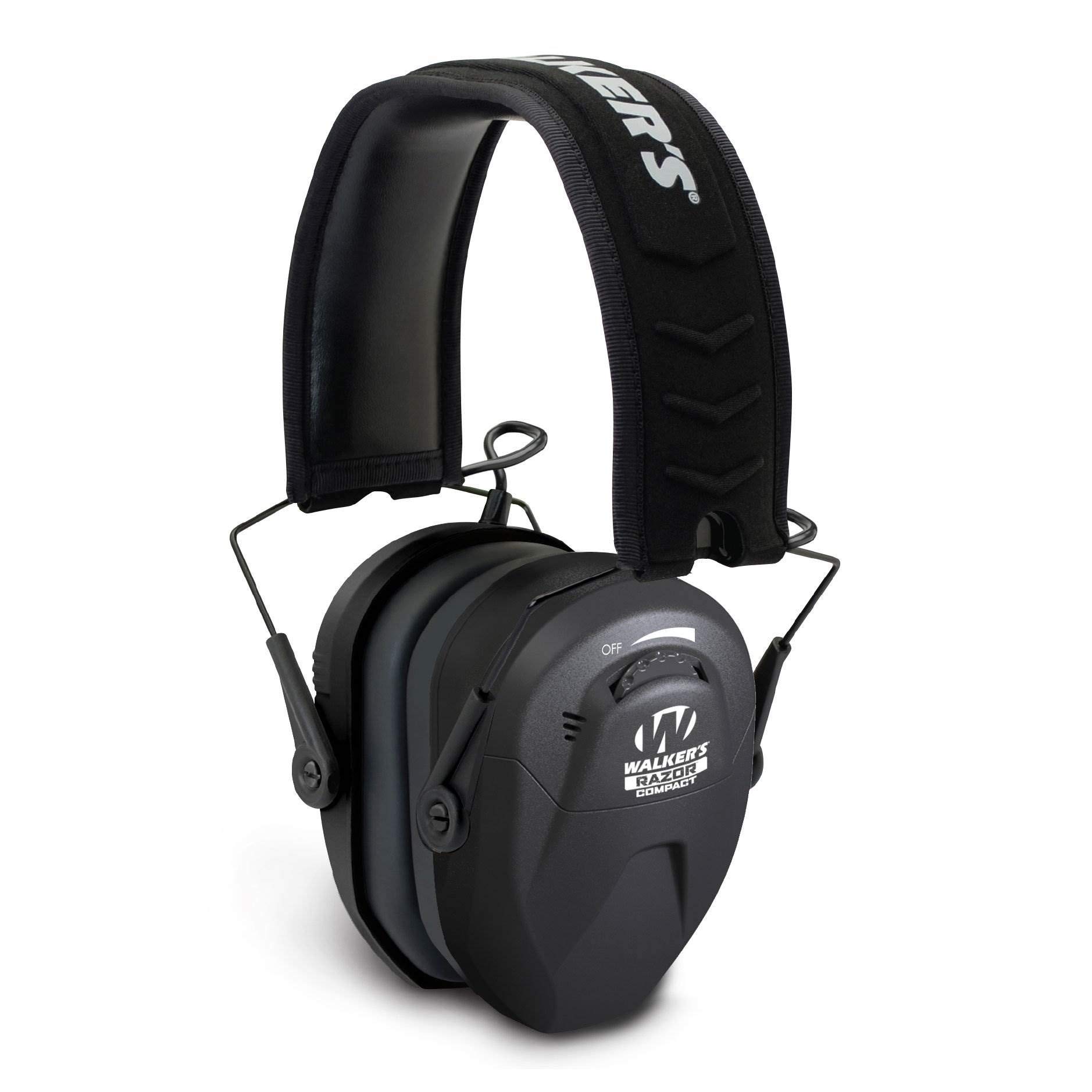 Walker's Razor Compact Electronic Youth/Women's 23dB NRR Noise-Canceling Hunting Gun Range Shooting Hearing Protection Muff, 2 AAA Batteries Included