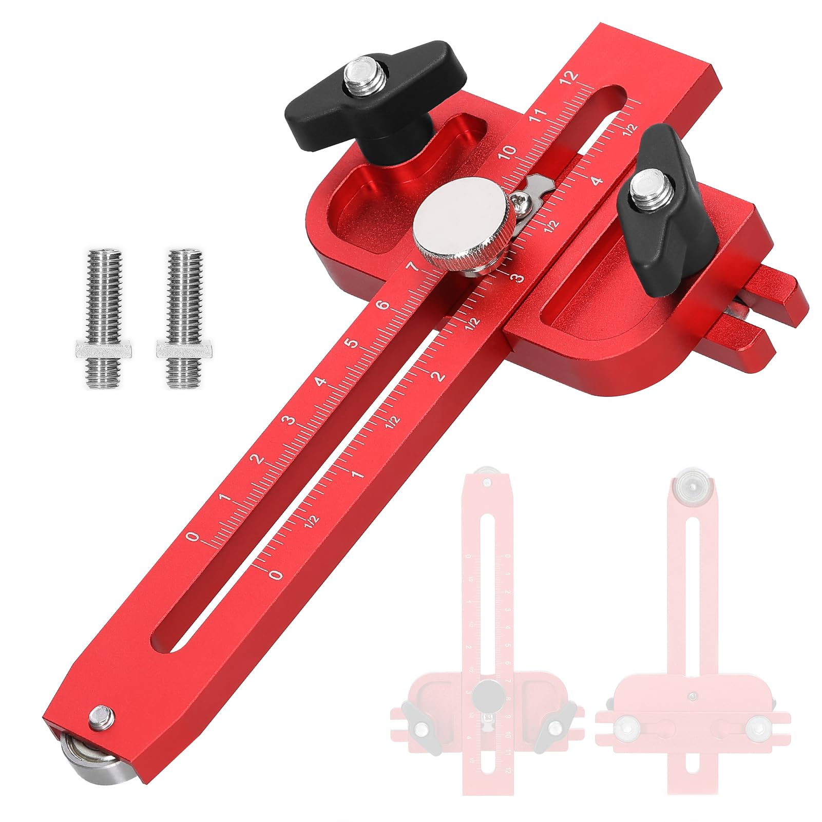 Uadme Thin Rip Jig Table Saw Jig Guide, Aluminum Alloy Extended Adjustable Positioning Fixing Tool for 0-120mm T Slot