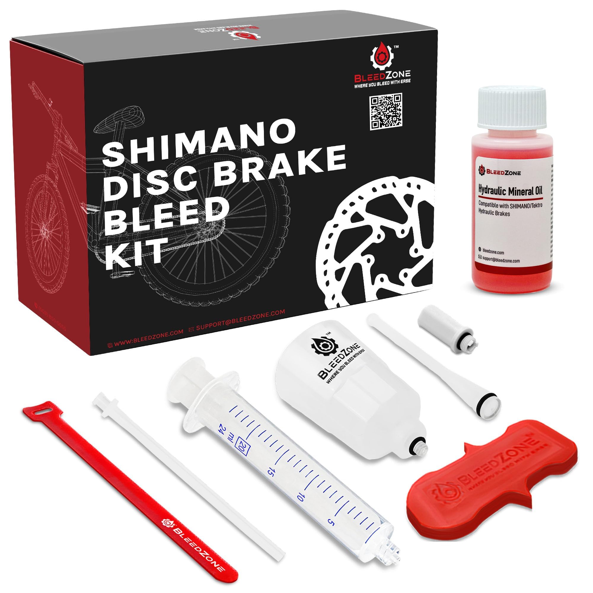 BleedZone for Shimano Brakes Bleed Kit - Hydraulic Brake Bleed Kit for Road Gravel, Mountain Bike Brakes with 60ml Mineral Oil Works with Shimano Hydraulic Brakes,Bicycle Brake Bleed Kit,MTB Bleed Kit