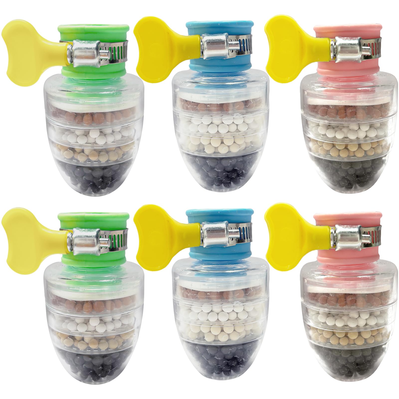 6 Pcs Faucet Water Filter,6 Layer Cartridge Activated Carbon Filters Water Filter Faucet, Faucet Water Purifier Replacements for Sink Applicable 1/