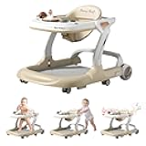 Baby Walker,Music & Lights Baby Walker with Wheels,9 Adjustable Heights Baby Activity Center,Baby Walkers with Foot Pads for Boys Girls Babies 6-18 Months,Anti-Fall Bouncer Combo