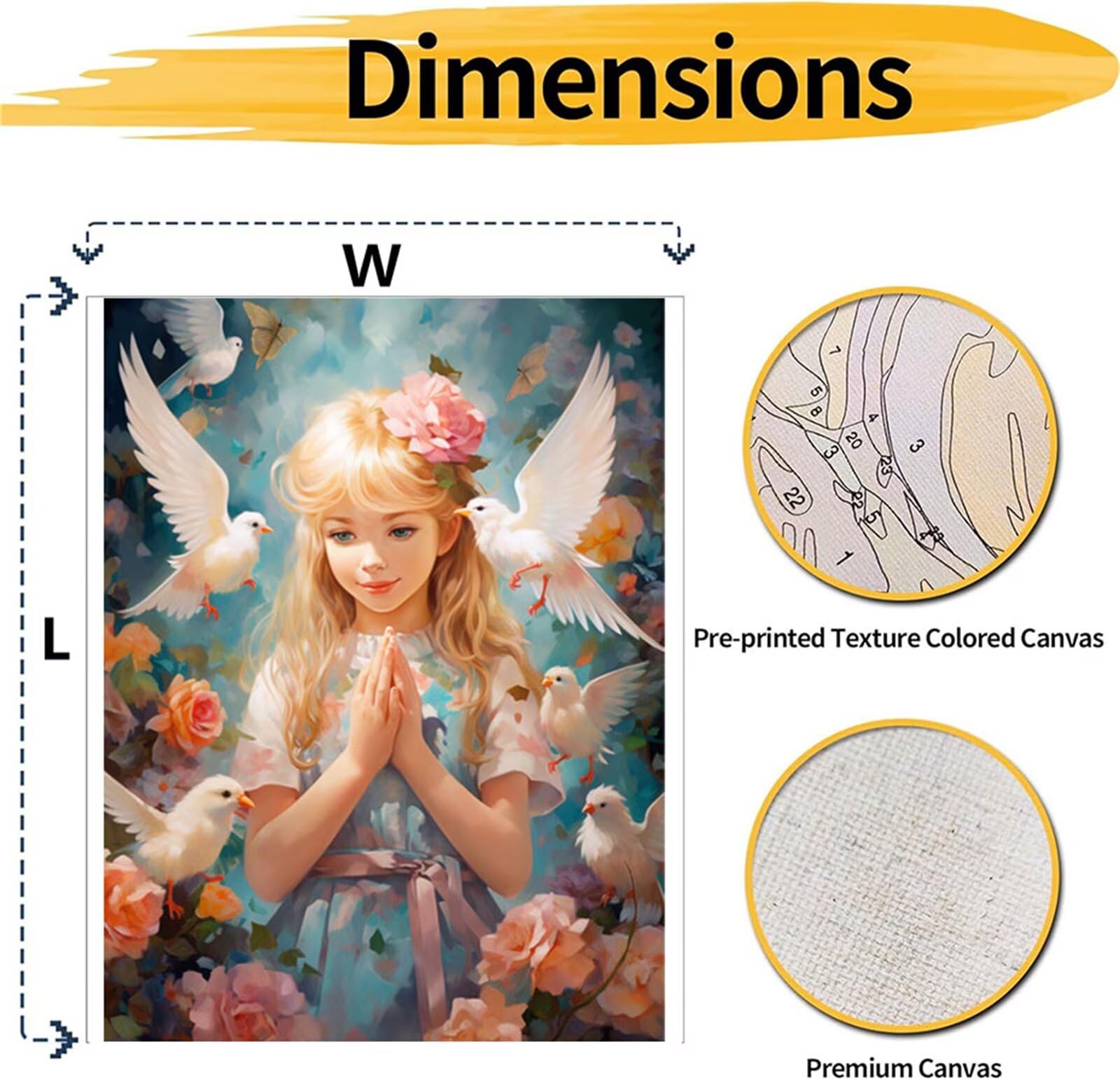Dipingere con i Numeri per Adulti ragazza Paint by Numbers Kit Farfalla Fai da te Hobby Creativi Adulti,Dipingi con i Numeri con Pennelli e Acrilico Pigmento,Decor della Casa Regalo 80x100cm M-581