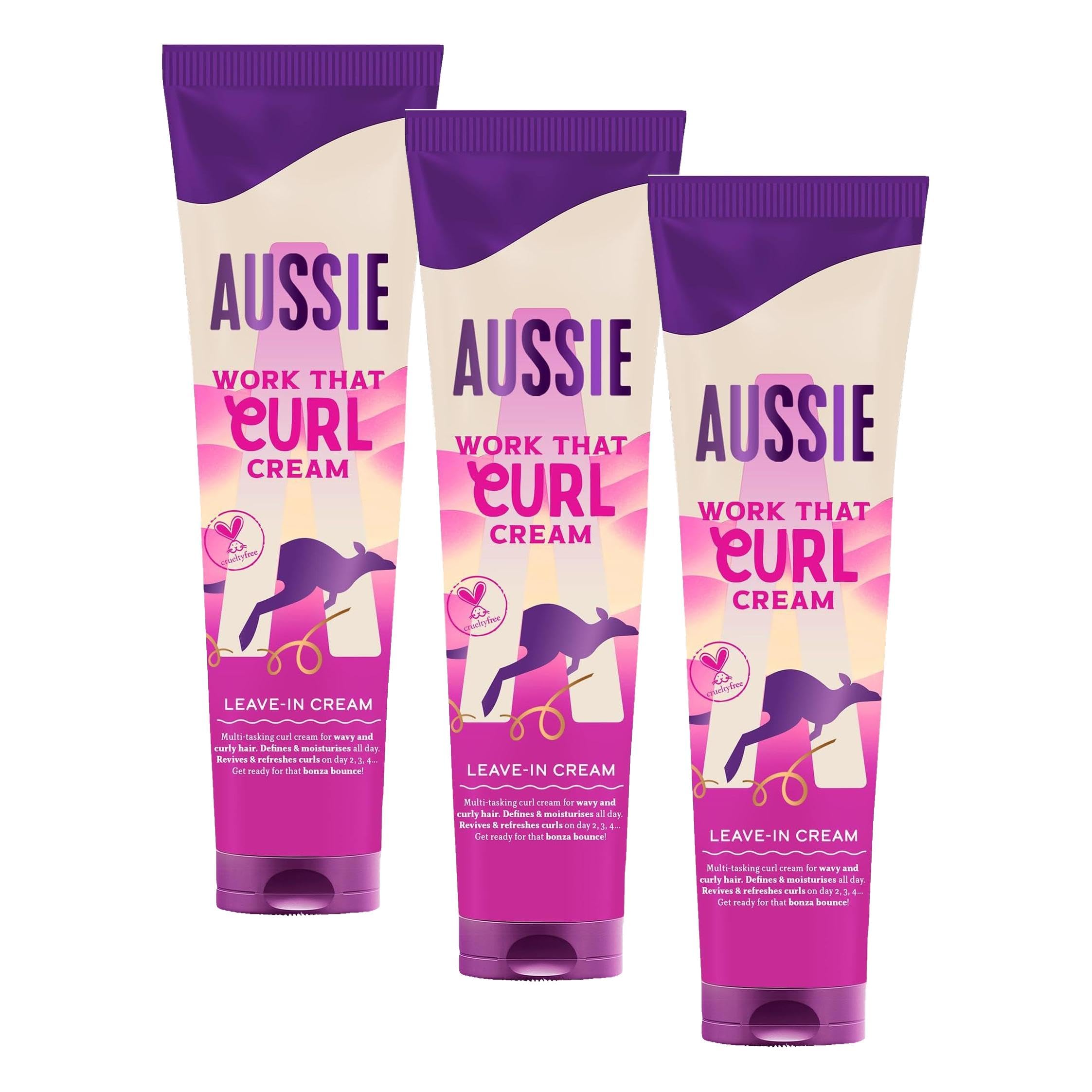 Aussie Work That Curl Dalgalı ve Kıvırcık Saçlar için Durulanmayan Saç Kremi 160ml (3 paketi)