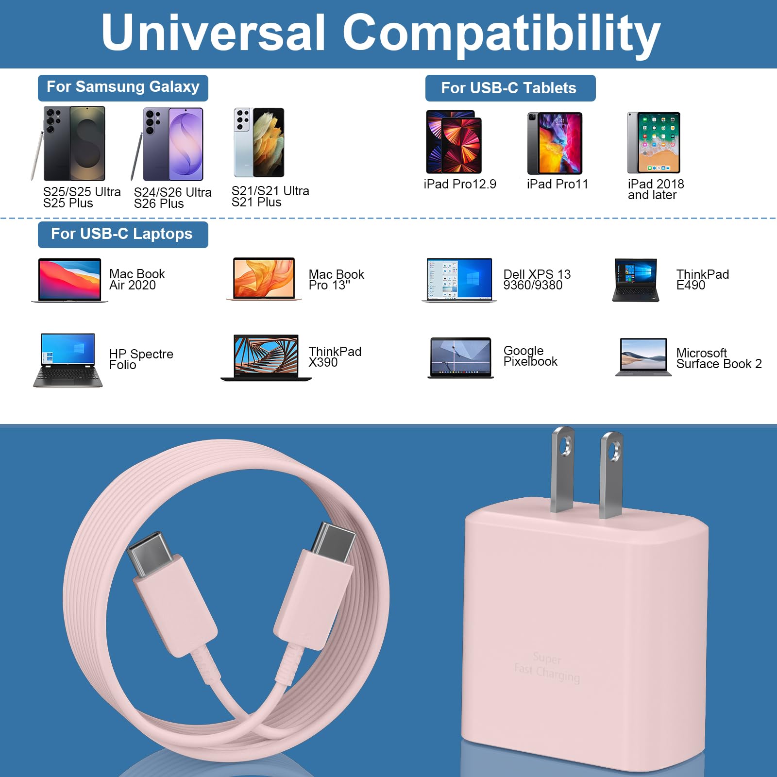 Cargador súper rápido Samsung USB-C de 45 W tipo C, bloque de carga de teléfono Android para Samsung Galaxy S25 Ultra/S25/S24 Ultra/S24/S24+/S23 Ultra/S22 Ultra/S22/S21/S20/Note 10/20, cargador PPS