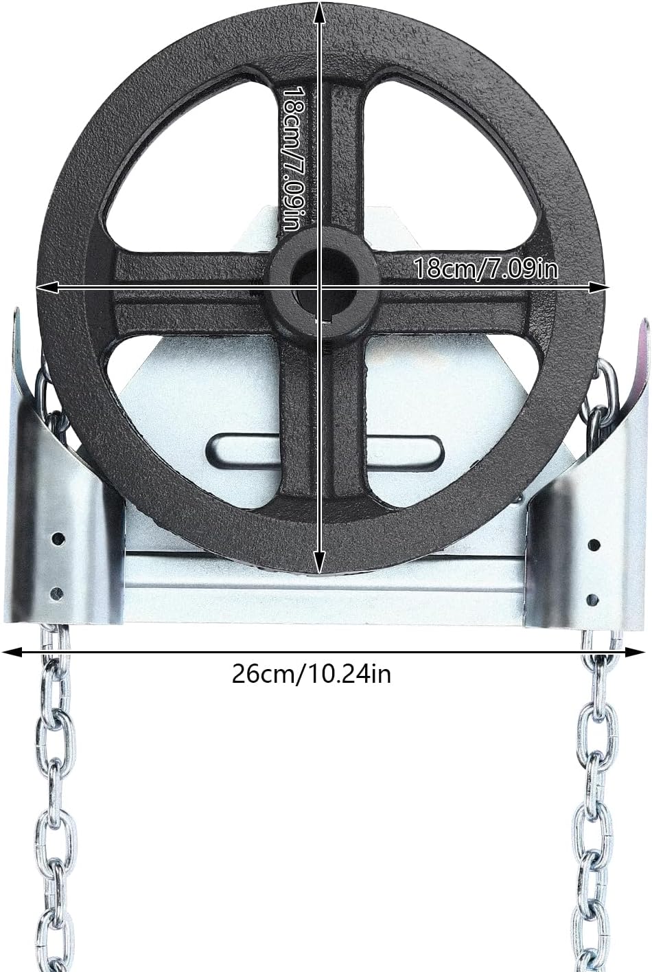 Garage Door Chain Hoist, Garage Door Chain Hoist Opener 1:1 Gear with Long Chain 26ft, Wall Mounted Chain Hoist for Roll Up Doors，Load Bearing Capacity to 330.7lbs, Suitable for Garages, Warehouses