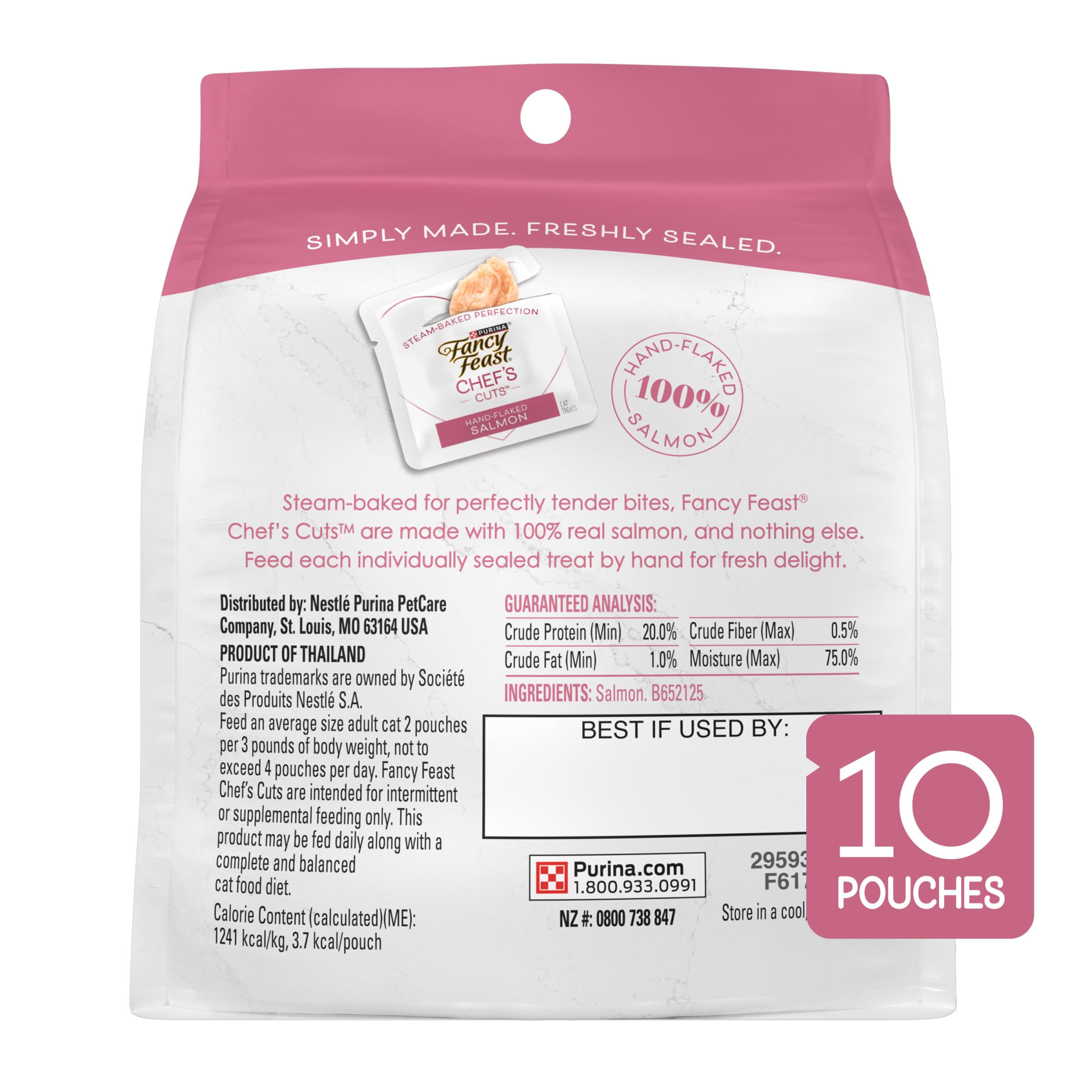 Purina Fancy Feast Purely Natural Hand-Flaked Salmon Cat Treat- 1.06 pouch (5 count)