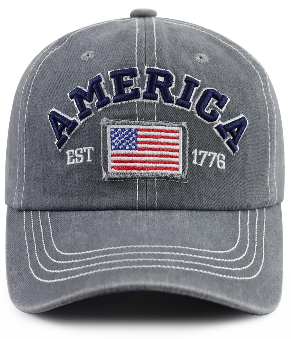 XacaYuerp America Flag EST 1776 Hat for Men Women, Funny Adjustable Cotton Embroidered USA Flag Patriotic Baseball Cap