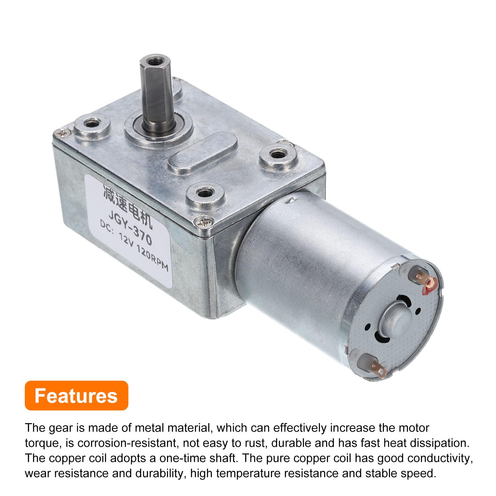 QUARKZMAN DC 12V Schnecken Getriebemotor mit 6mm Welle 120 U/min Hochdrehmoment Getriebemotor Untersetzung Elektro Motor Getriebe Reduktionsmotor für Boot Auto Ventilator Haushaltsgerät
